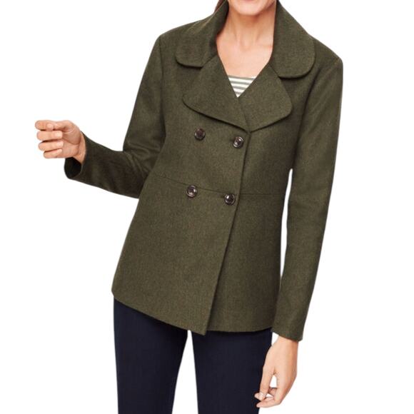 Talbots Brushed Italian Wool Double Breasted Jacket Coat Green Size 16 - Picture 1 of 10